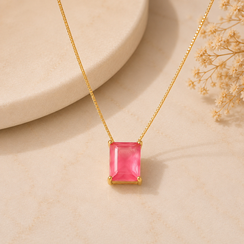 Colar Cristal Rosé Luxe™ — Elegância Feminina Que Encanta
