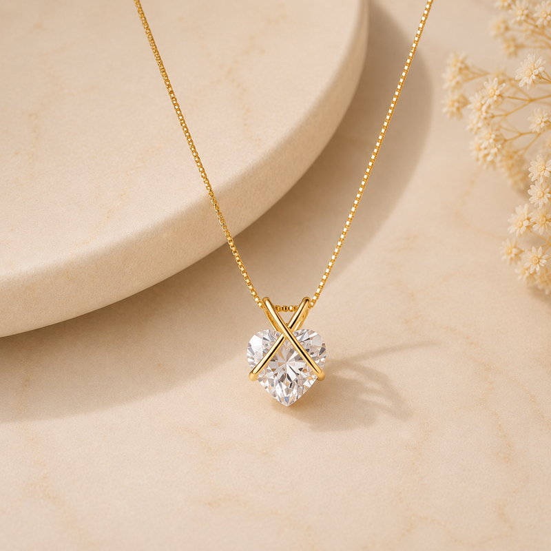 Colar Coração Crystal Dourado™ — Elegância que Encanta em Cada Detalhe