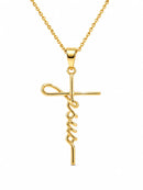 Colar Cruz Jesus™ Dourado – Fé, Elegância e Brilho em Uma Peça Única