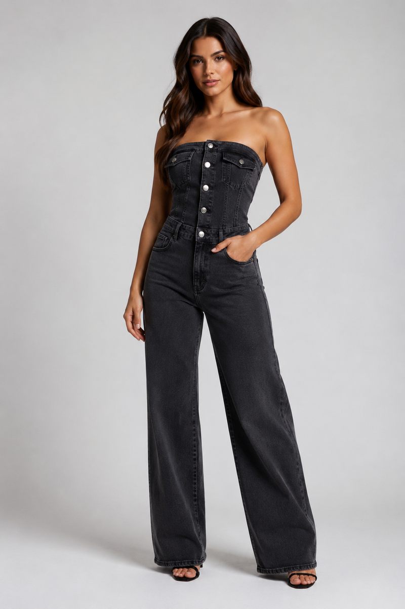 Macacão Jeans Sculpt™ — Elegância que Valoriza Suas Curvas
