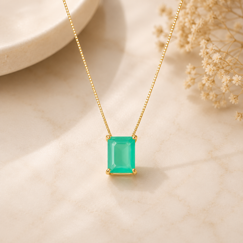 Colar Esmeralda Royale™ – Luxo Sofisticado Que Ilumina Sua Elegância