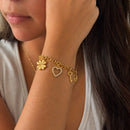 Pulseira Zavera Charm Luxe™ – Símbolos de Amor, Sorte e Elegância em Banho Dourado