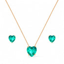 Conjunto Zavera Esmerald Heart™ – Colar + Brincos com Pedra Verde em Corte Coração e Brilho Premium